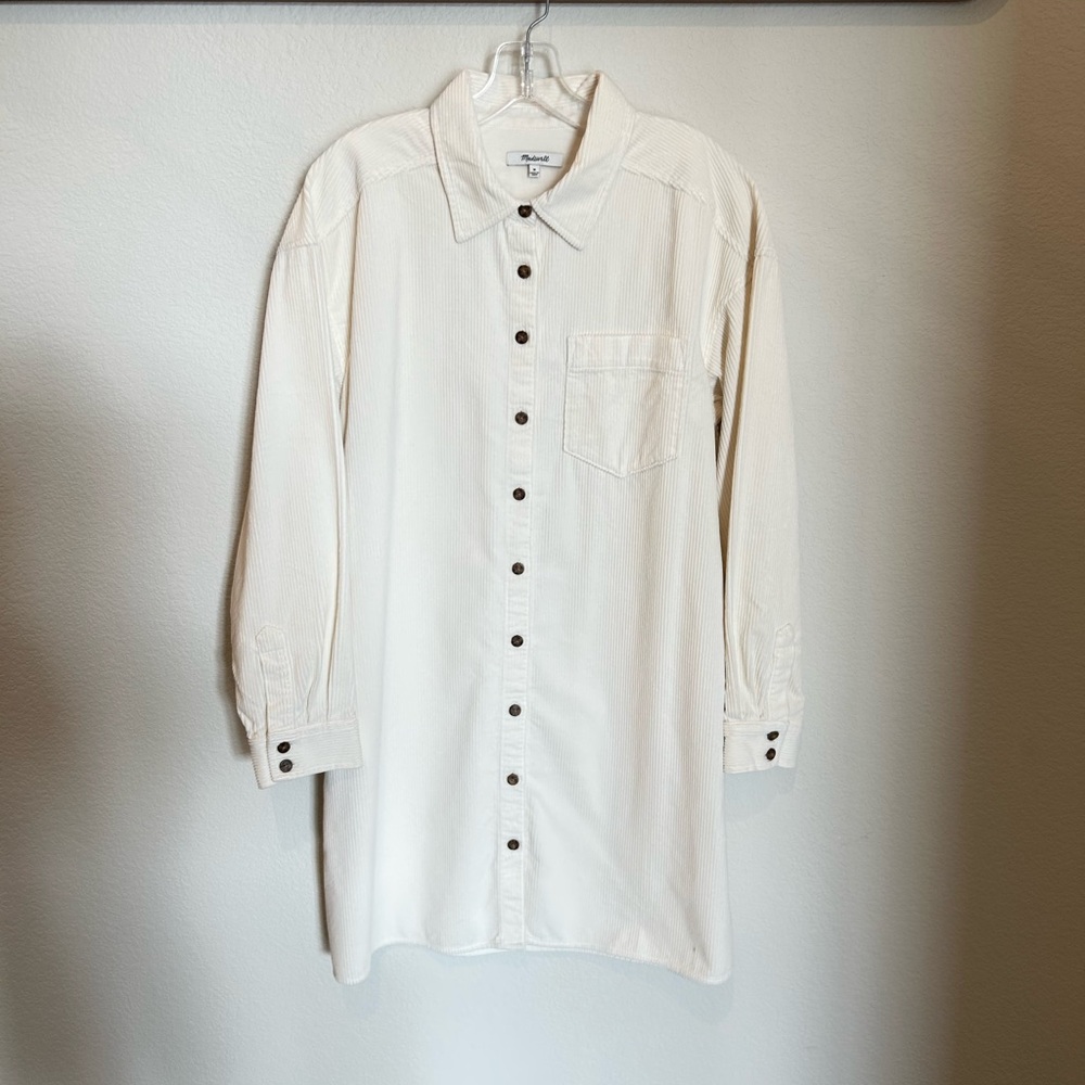 Madewell Cream Button-Front Mini Dress